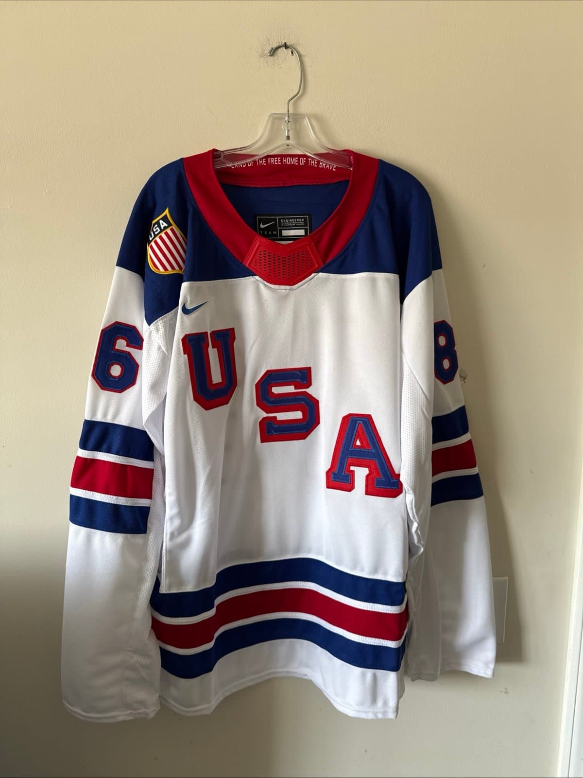 Men’s Nike Jack Hughes #86 Team USA Hockey Jersey 2026 Olympics Sz XL White RARE - Image 1