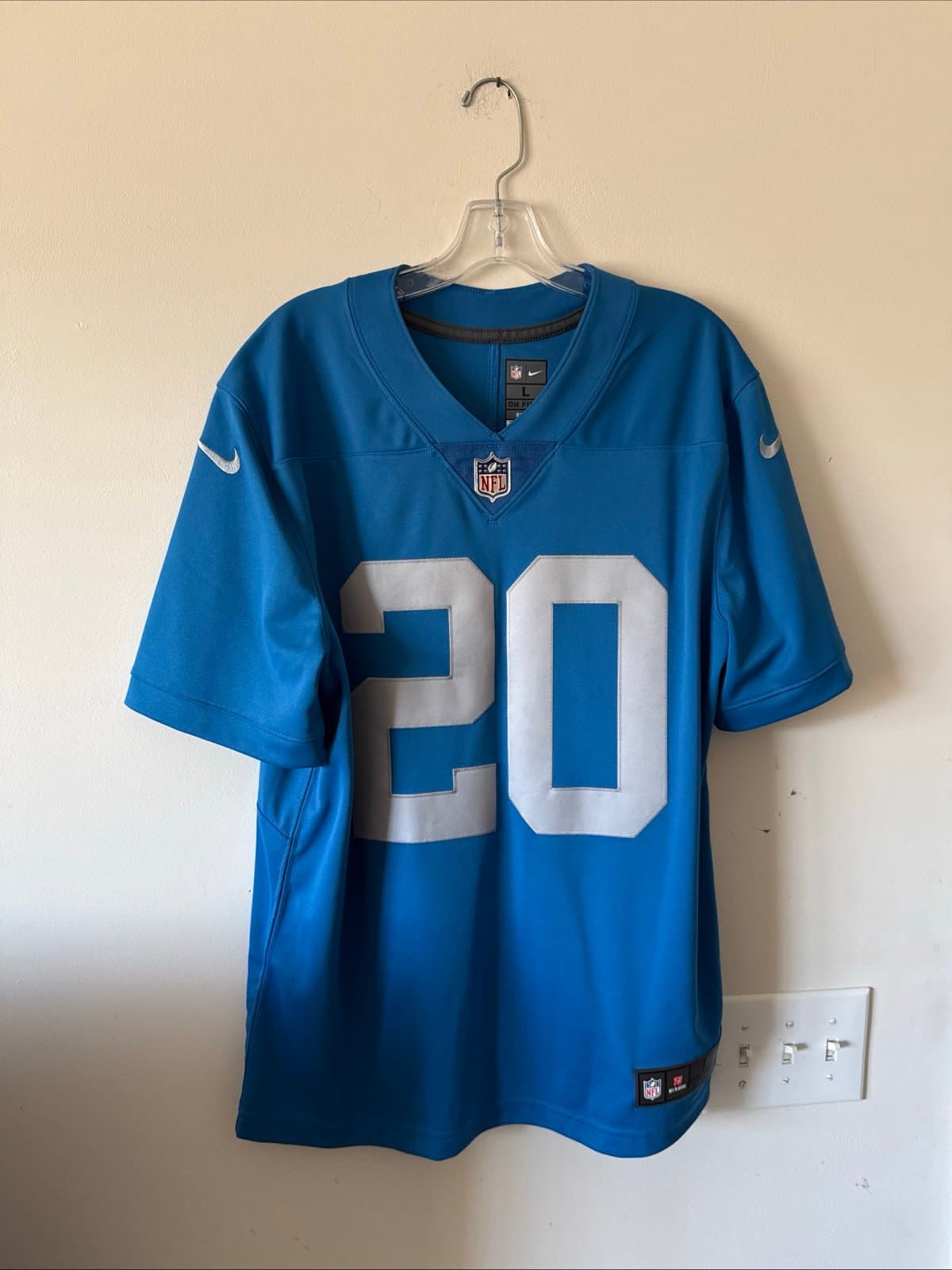 Men’s Nike Barry Sanders #20 Detroit Lions Vapor Limited NFL Jersey Sz L - Blue - Image 1