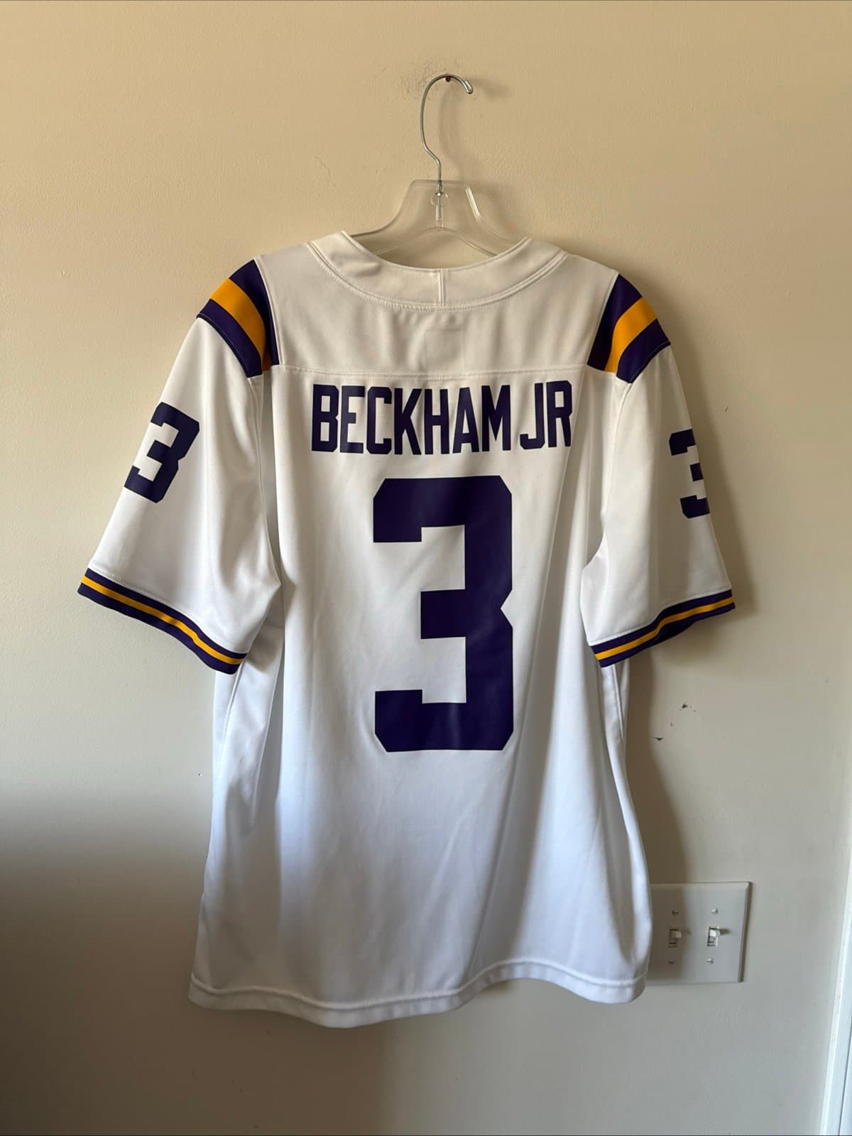 Men’s Nike Odell Beckham Jr #3 LSU Tigers Vapor Limited Jersey Sz L - White - Thumbnail 5