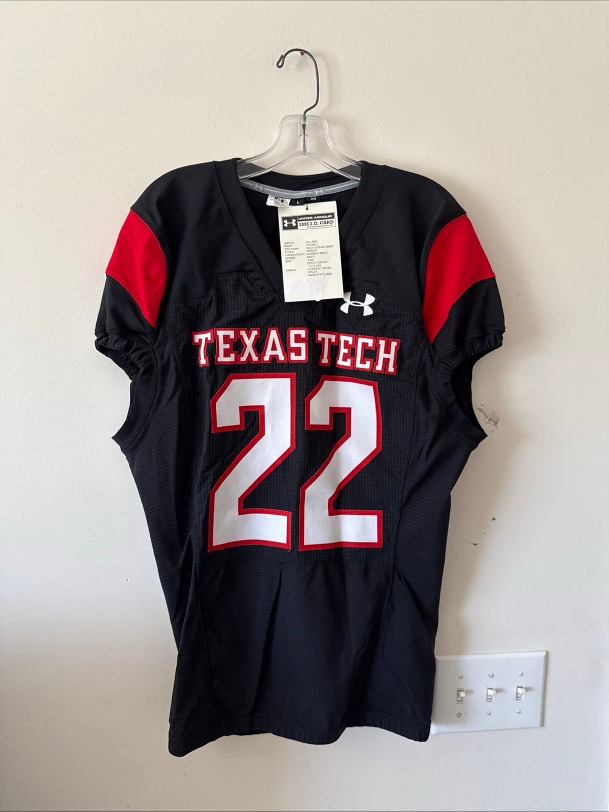 Men’s UNDER ARMOUR Texas Tech #22 2020 Team Issued Jersey Sz L - Black RARE