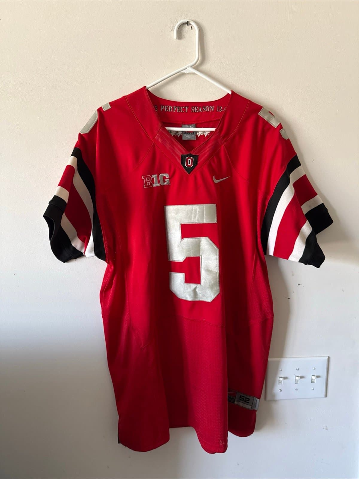MEN’S NIKE BRAXTON MILLER #5 2012 OHIO STATE PERFECT SEASON JERSEY SZ 52 RARE