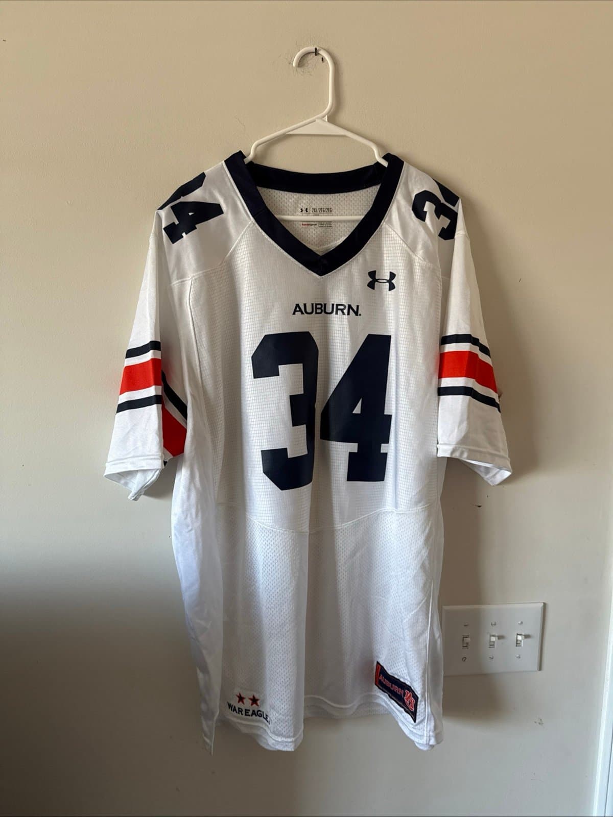 Men’s Under Armour Bo Jackson #34 Auburn Tigers NCAA Jersey Sz 2XL - White RARE - Image 1