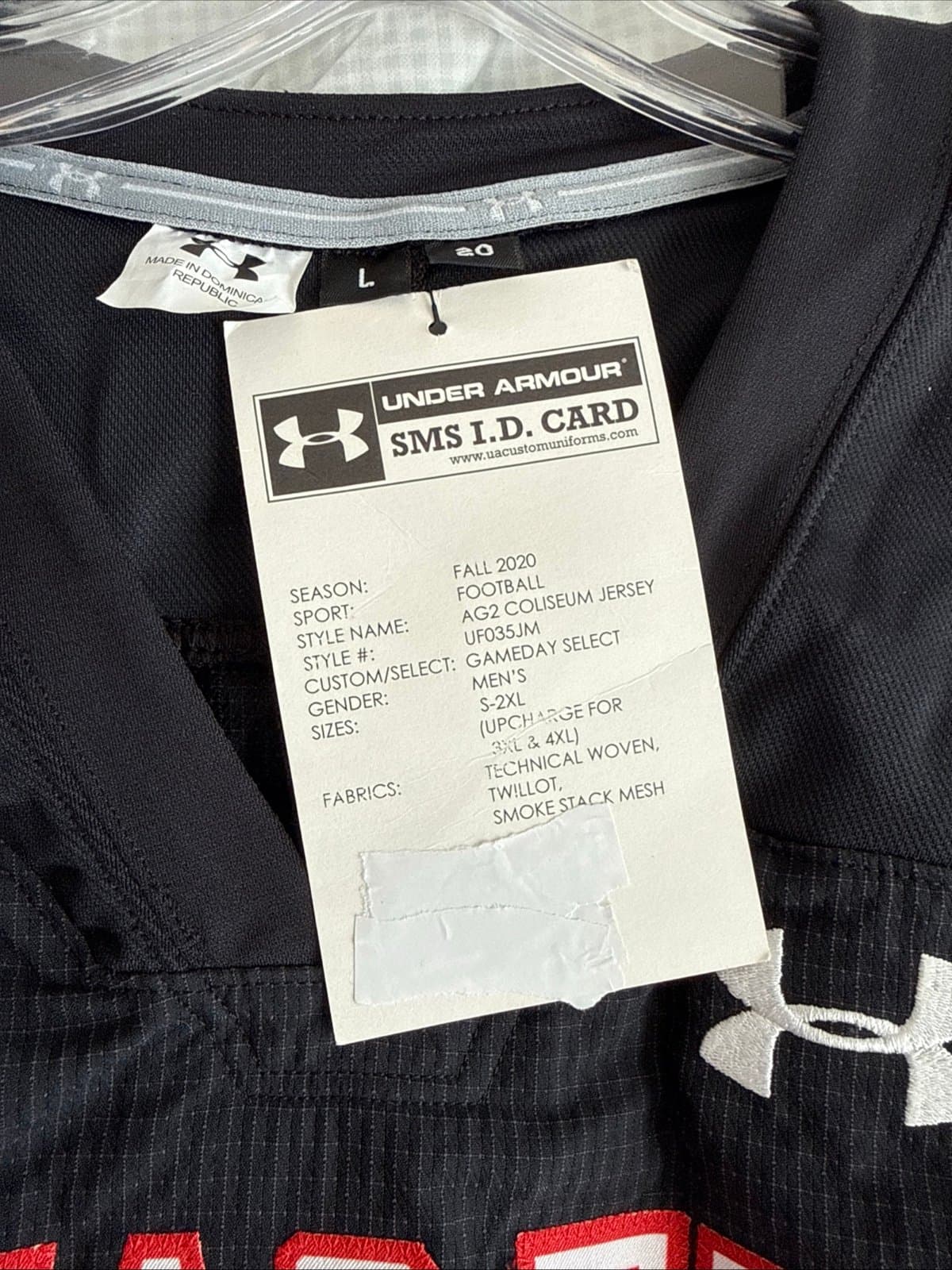 Men’s UNDER ARMOUR Texas Tech #22 2020 Team Issued Jersey Sz L - Black RARE - Thumbnail 4