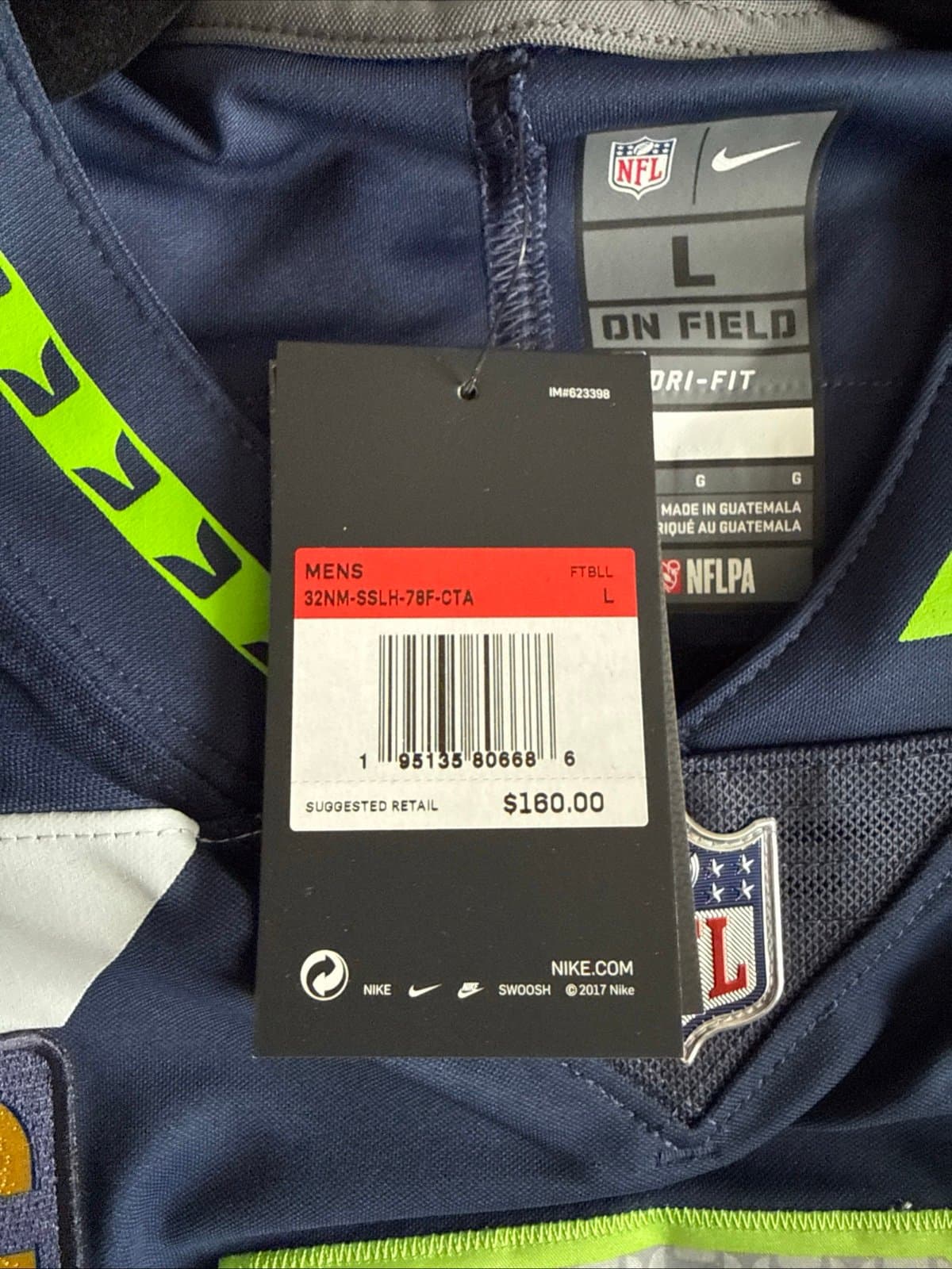 Men’s Nike Russell Wilson Seattle Seahawks Vapor Lmtd Captain Jersey Sz L - NWT - Thumbnail 5