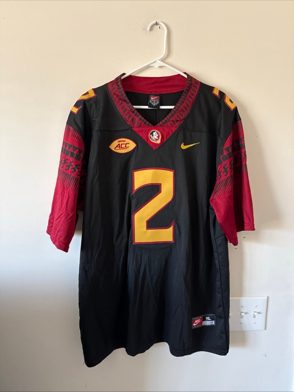 Men’s Nike Deion Sanders #2 Florida State Seminoles Jersey Sz XL - Black RARE