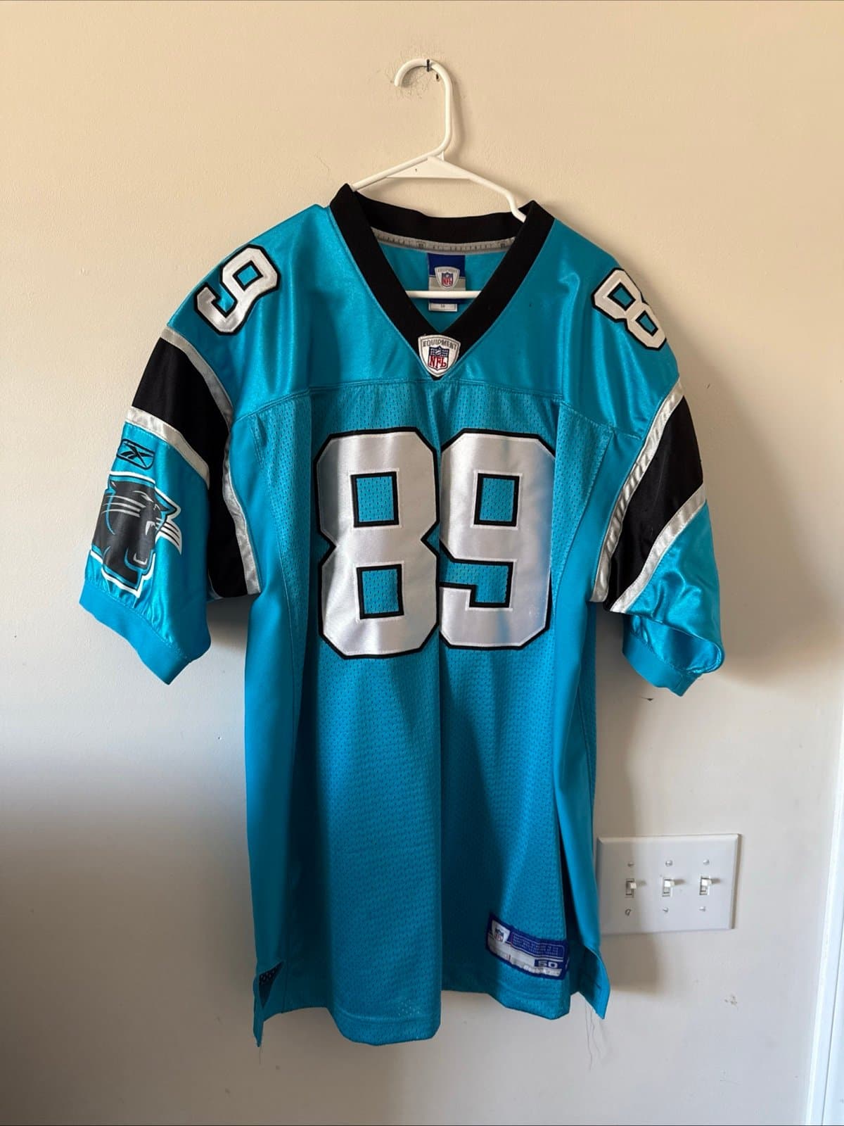 Men’s Reebok Steve Smith #89 Carolina Panthers Authentic Jersey Blue Sz 50 NWOT