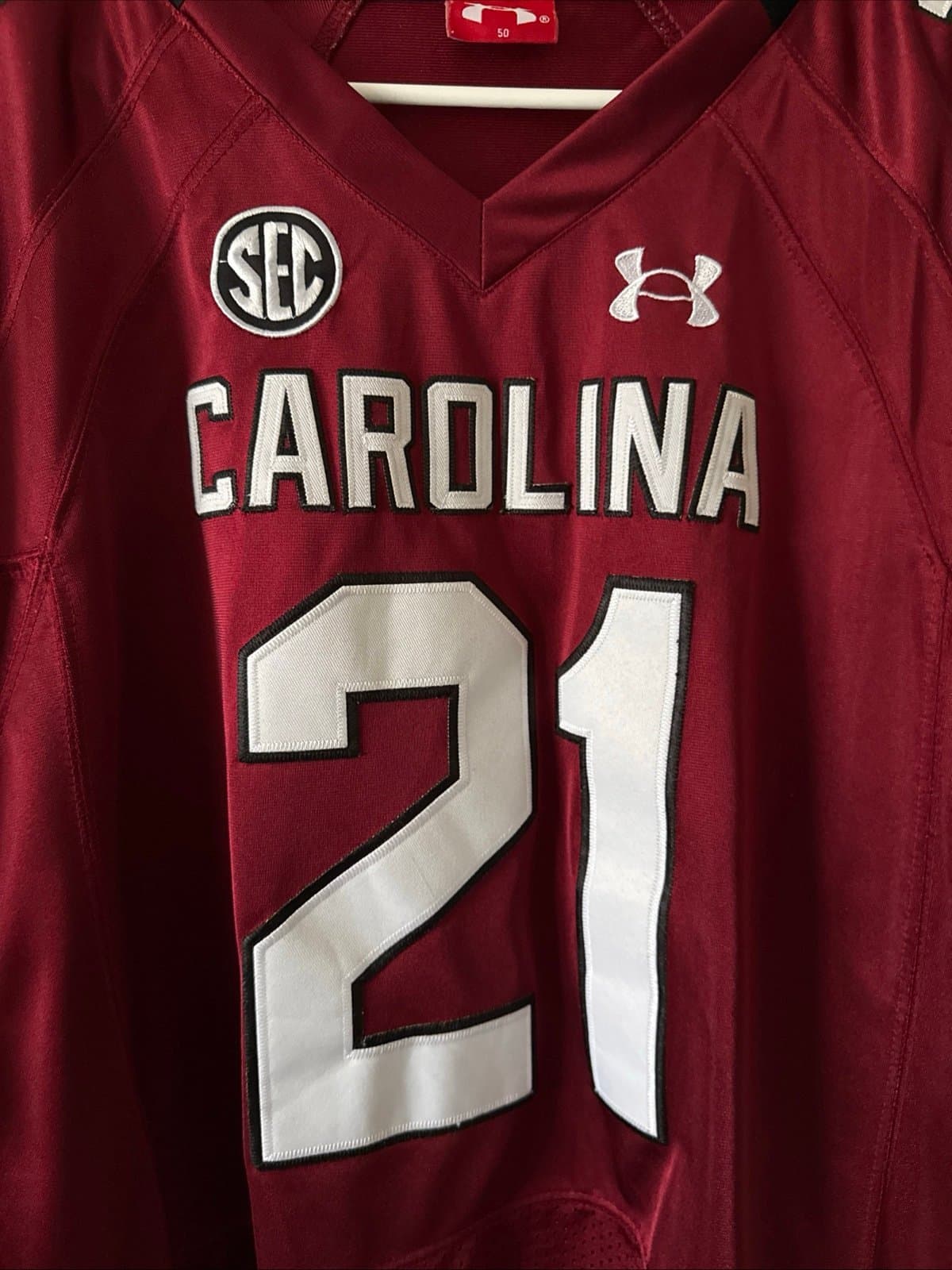 Men's Under Armour Marcus Lattimore #21 USC Gamecocks NCAA Jersey Sz 50 - RARE - Thumbnail 2