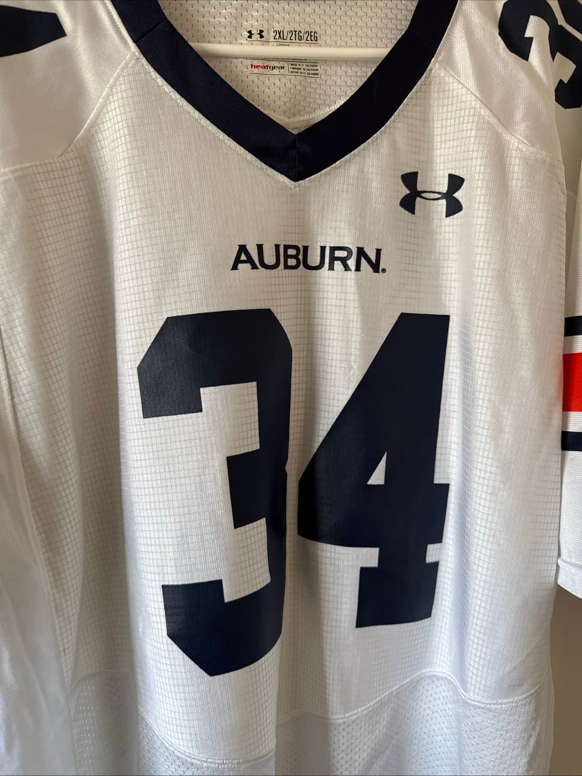 Men’s Under Armour Bo Jackson #34 Auburn Tigers NCAA Jersey Sz 2XL - White RARE - Thumbnail 2
