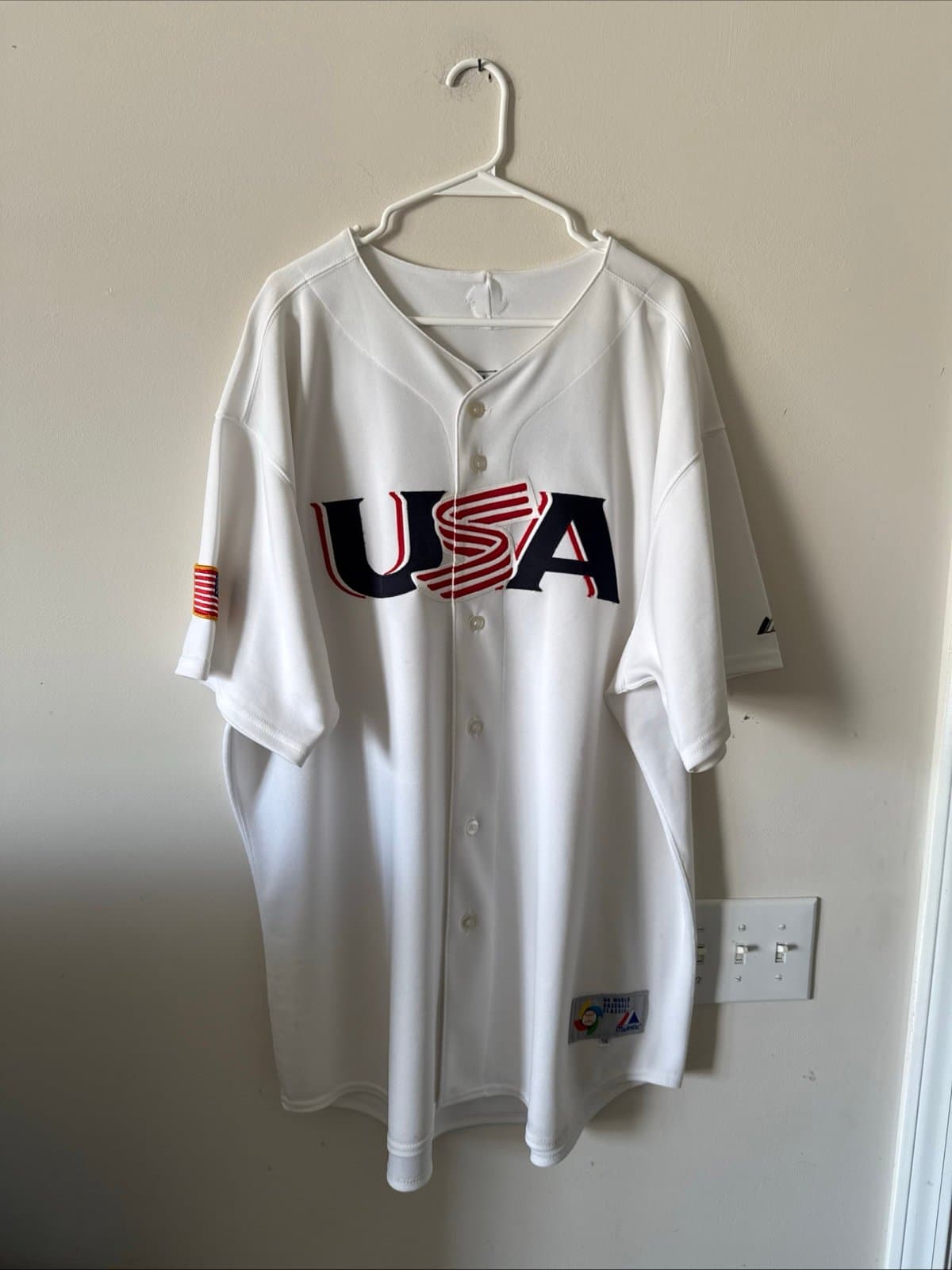MEN’S MAJESTIC DEREK JETER #2 TEAM USA 2006 WORLD BASEBALL CLASSIC JERSEY SZ 56 - Image 1