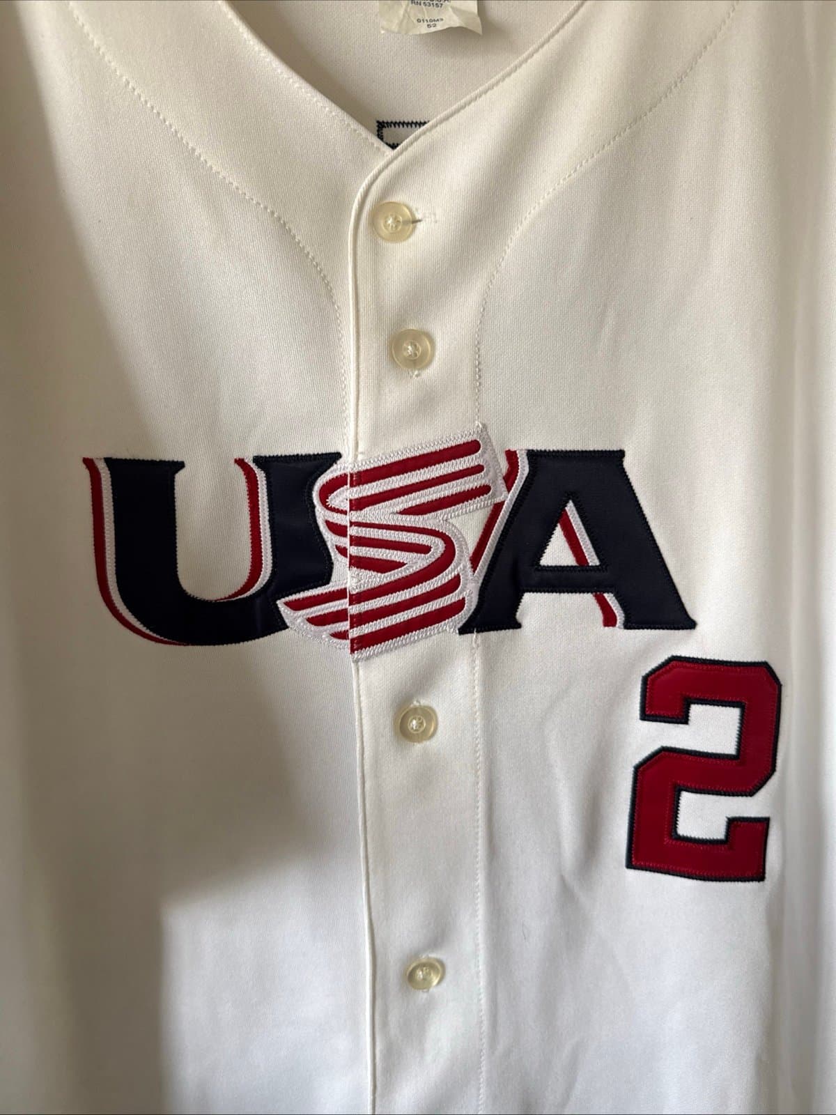 MEN’S MAJESTIC DEREK JETER #2 TEAM USA 2006 WORLD BASEBALL CLASSIC JERSEY SZ 52 - Thumbnail 2