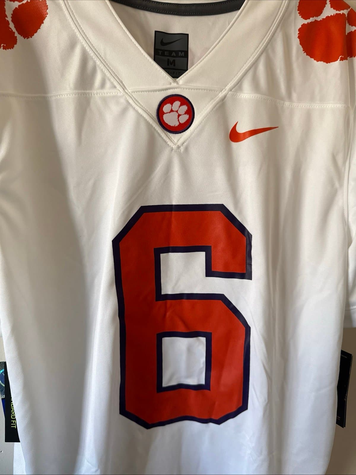 Men’s Nike Tyler Brown #6 Clemson Tigers 2025 Vapor Lmtd Jersey Sz M - White NWT - Thumbnail 2