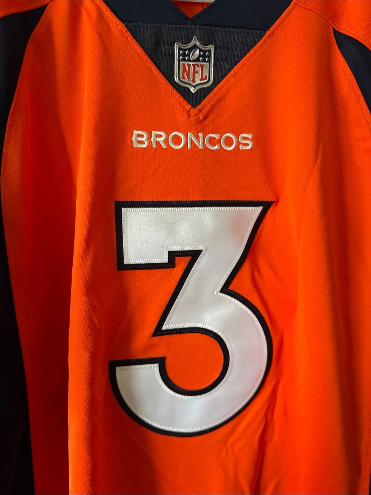 Men's Nike Russell Wilson #3 Denver Broncos Vapor Limited Jersey Sz L - Orange - Thumbnail 2