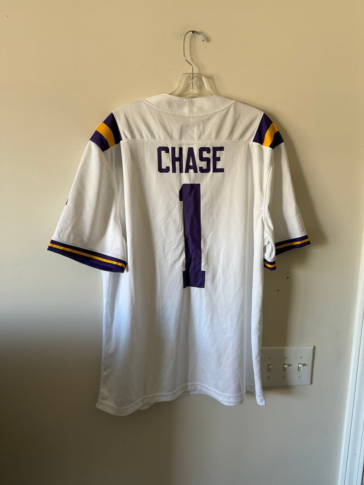Nike Men's LSU Tigers Ja'Marr Chase #1 Dri-FIT Game Football Jersey White Sz XL - Thumbnail 5