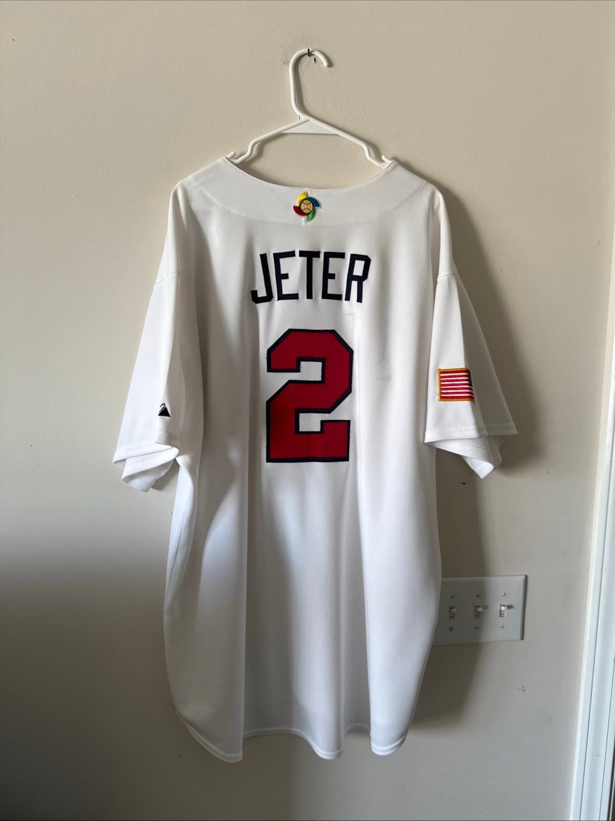 MEN’S MAJESTIC DEREK JETER #2 TEAM USA 2006 WORLD BASEBALL CLASSIC JERSEY SZ 56 - Thumbnail 6
