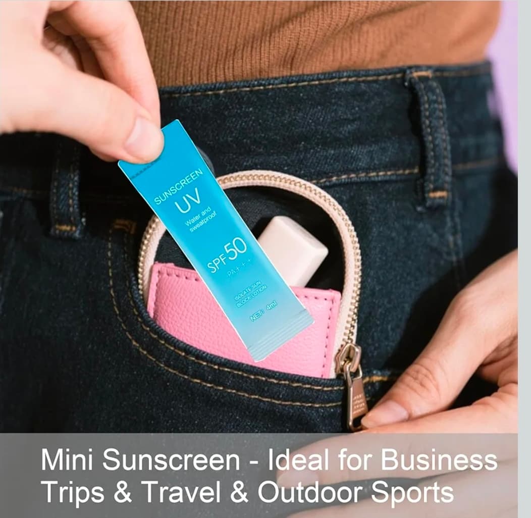 20 single use packs Sunscreen UV SPF50 PA+++ Water and Sweatproof Sachets - Thumbnail 5