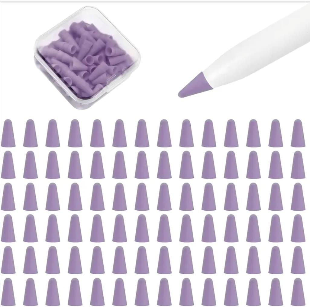 Pencil Tip Covers 100 Pack Purple for 1st & 2nd Gen Apple Pens - Image 1