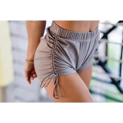 WERK Dancewear Gray Tie String Shorts -Side Tie Performance Shorts - Adult Small - Thumbnail 2