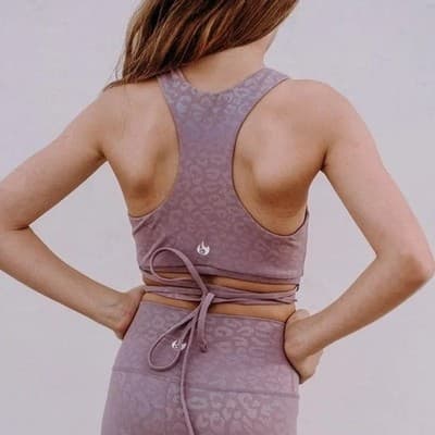 Werk Dancewear Purple Cheetah Strappy Wrap Sports Bra - Size Adult Medium - Thumbnail 2