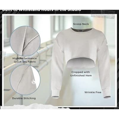 Werk Dancewear/Wavryn Active Grey Motion Cropped Sweatshirt - Size Large - Thumbnail 3