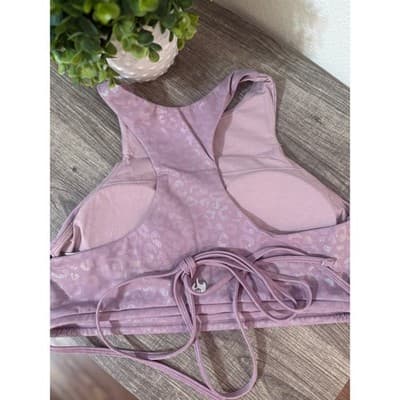 Werk Dancewear Purple Cheetah Strappy Wrap Sports Bra - Size Adult Medium - Thumbnail 4