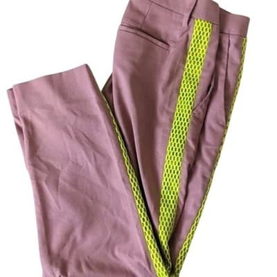 New WILDFANG Empower Colorblock Slim Crop Pant Rose Brown/Neon Green - Size 4 - Thumbnail 2