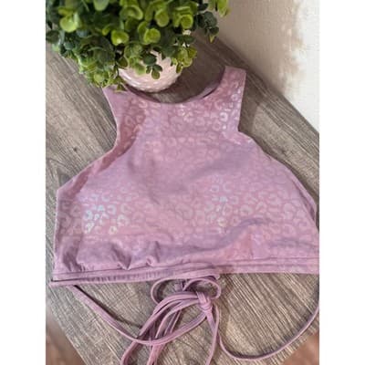 Werk Dancewear Purple Cheetah Strappy Wrap Sports Bra - Size Adult Medium - Thumbnail 3