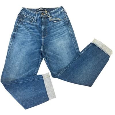 Hollister Straight Leg Jeans Size W26 L27 | Cuffed Hem | Medium Wash - NEW - Image 1