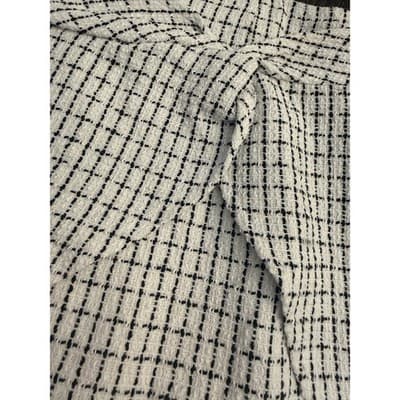 Womens Tweed Wrap Skirt Mini Black White Plaid Size Large 8/10 - Thumbnail 4