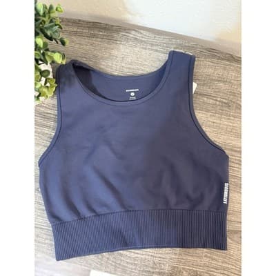SECONDLEFT Seamless Cropped Sports Bra - Color Blueberry - Size Medium - Thumbnail 3