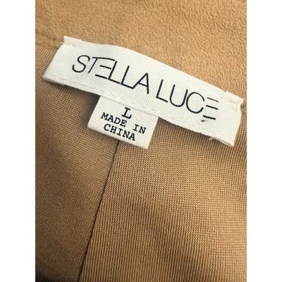 New Stella Luce Tan Faux Suede Scalloped Shorts Boho Size Large - Thumbnail 4
