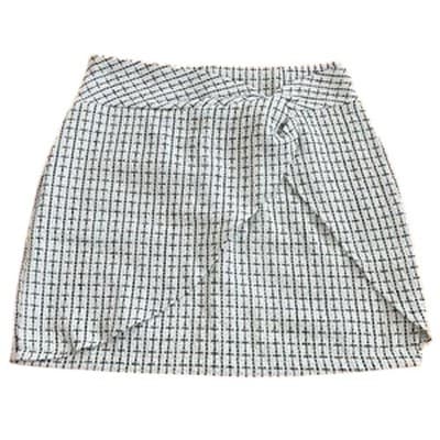 Womens Tweed Wrap Skirt Mini Black White Plaid Size Large 8/10 - Thumbnail 3