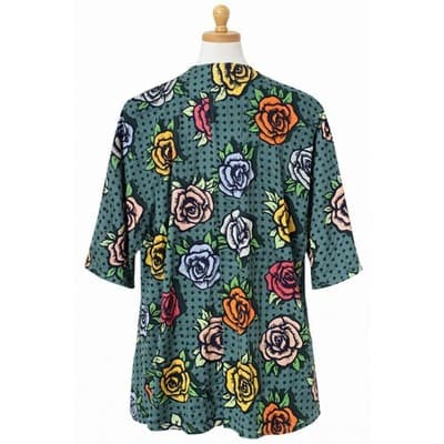 LuLaRoe Lindsay Floral Print Kimono 3/4 Sleeve - Size Small - Thumbnail 2