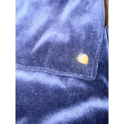 Juicy Couture Velour Hooded Robe Navy Blue Glam Lounge Size Medium - Thumbnail 5