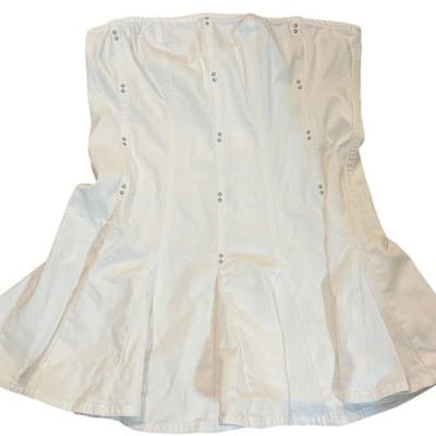 NWT Wild Fable Strapless White Denim Pleated Dress with Silver Studs - Size XL - Thumbnail 3
