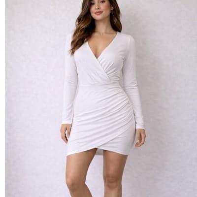 Sarin Mathews White Long Sleeve Wrap Dress – Size Medium – New With Tags - Image 1