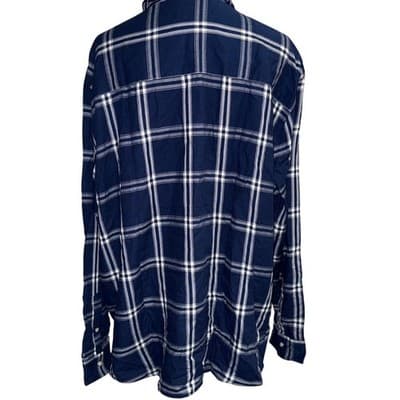 Jachs Girlfriend Plaid Flannel Shirt Navy White Button Front 3X - Thumbnail 2