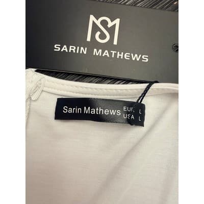 Sarin Mathews White Long Sleeve Wrap Dress – Size Medium – New With Tags - Thumbnail 4