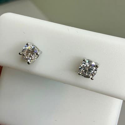 Beautiful Sterling Silver Moissanite Stud Earrings – 0.44 CTW - LED Gift Box - Image 1