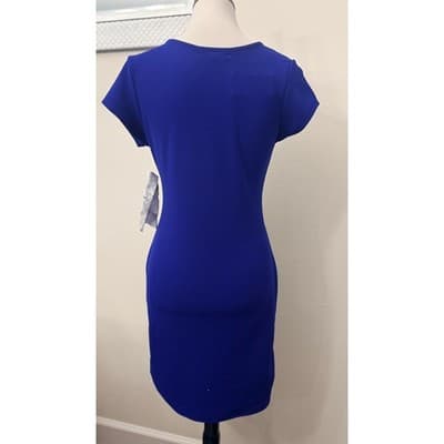 Blue & Black Colorblock Wrap Dress | Size Large | NWT | Bodycon Cocktail Dress - Thumbnail 3