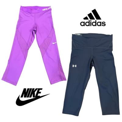 Nike Pro + Under Armour Leggings Bundle Medium Capri Athletic Workout Gym - Image 1