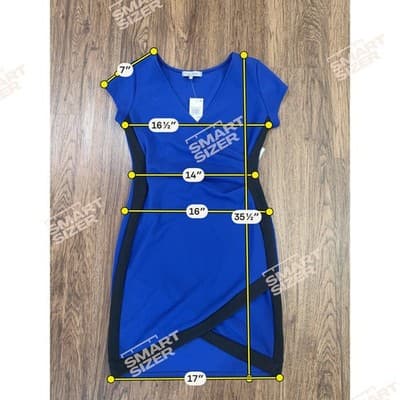 Blue & Black Colorblock Wrap Dress | Size Large | NWT | Bodycon Cocktail Dress - Thumbnail 7