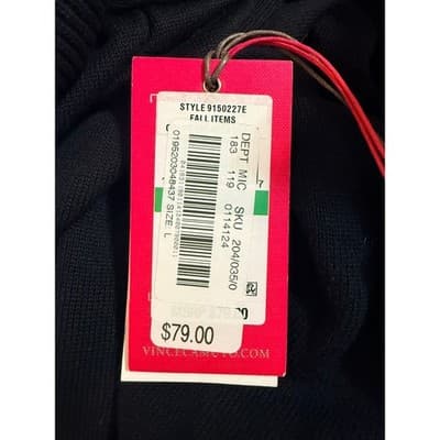 NWT Vince Camuto Foldover Split Neck Short Sleeve Black Knit Tunic Sweater Large - Thumbnail 5