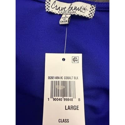 Blue & Black Colorblock Wrap Dress | Size Large | NWT | Bodycon Cocktail Dress - Thumbnail 6