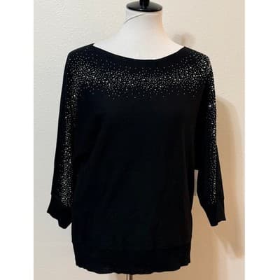 NWT 89th and Madison Dolman Sparkle Sweater Top Black - Size Large - Thumbnail 2