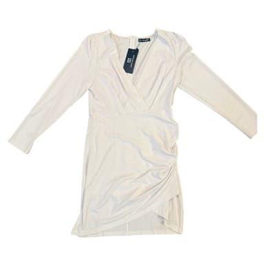 Sarin Mathews White Long Sleeve Wrap Dress – Size Medium – New With Tags - Thumbnail 6