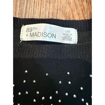 NWT 89th and Madison Dolman Sparkle Sweater Top Black - Size Large - Thumbnail 6