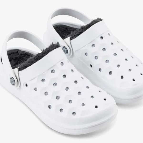 Joybees Cozy White Clogs with Gray Removable Liner - Size 7 (UK 5/EU 37.5) - Image 1