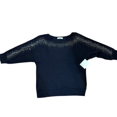 NWT 89th and Madison Dolman Sparkle Sweater Top Black - Size Large - Thumbnail 4