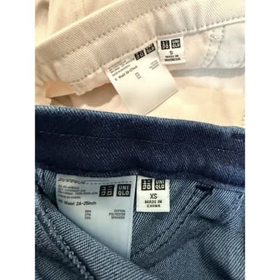 Uniqlo Jeggings Bundle XS & S Dark Wash Blue and Beige Stretch Pants - Thumbnail 4