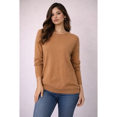 Soft by Naadam 100% Cashmere Sweater Womens Large Camel Crewneck Luxury Knit - Image 1